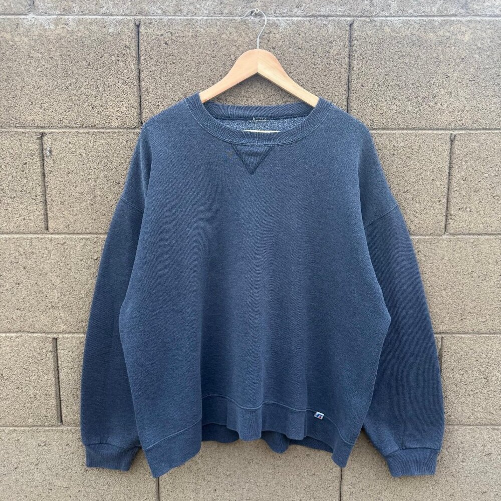 90’s Russell Athletic Faded Navy Crewneck Sweatshirt